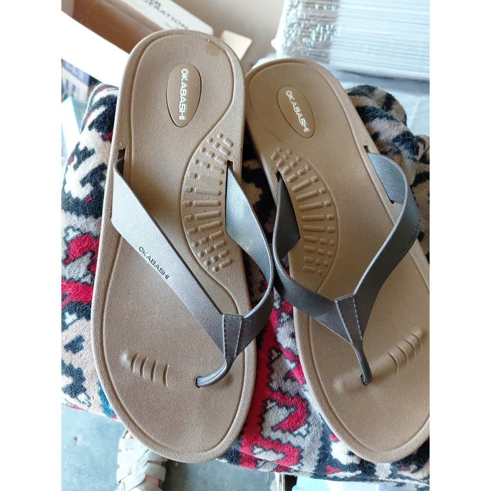 Okabashi Surf Women's Flip Flops Sandals Color Brown Size 11 Made In USA